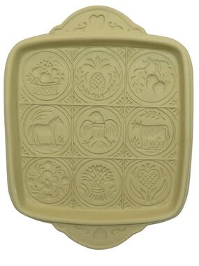 1980s Brown Bag Stoneware Cookie Art shortbread Molded Baking Pan
